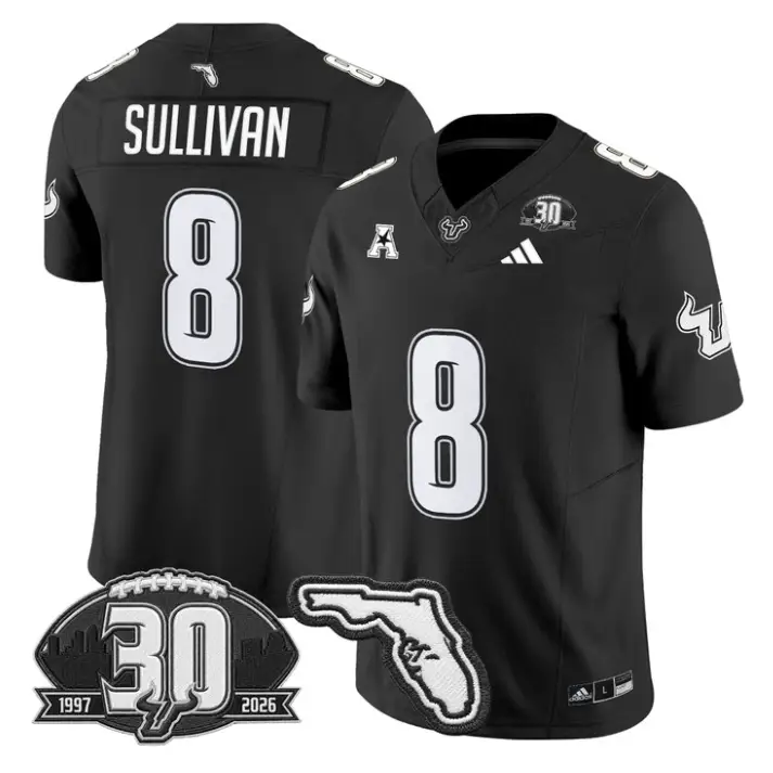 Wyatt Sullivan Jersey #8 South Florida Bulls 30th Patch Limited Stitched by My Store NCAA Football Jerseys