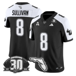 Wyatt Sullivan Jersey #8 South Florida Bulls 30th Patch Limited Stitched by My Store NCAA Football Jerseys