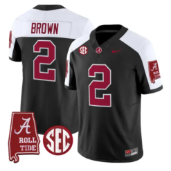 Zabien Brown Jersey #2 Alabama Crimson 2026 SEC Patch Stitched by My Store NCAA Football Jerseys
