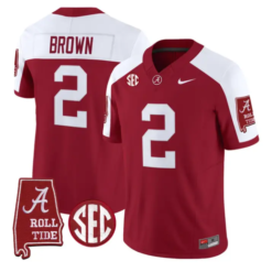 Zabien Brown Jersey #2 Alabama Crimson 2026 SEC Patch Stitched by My Store NCAA Football Jerseys