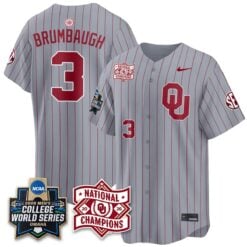 Oklahoma Sooners 2026 NCAA Baseball College World Series Champions Vapor Jersey - Stitched by Oklahoma Sooners