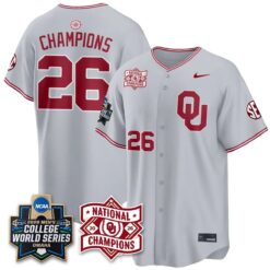 Oklahoma Sooners 2026 NCAA Baseball College World Series Champions Vapor Jersey - Stitched by Oklahoma Sooners