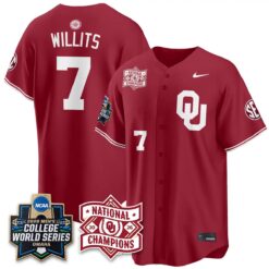 Oklahoma Sooners 2026 NCAA Baseball College World Series Champions Vapor Jersey - Stitched by Oklahoma Sooners