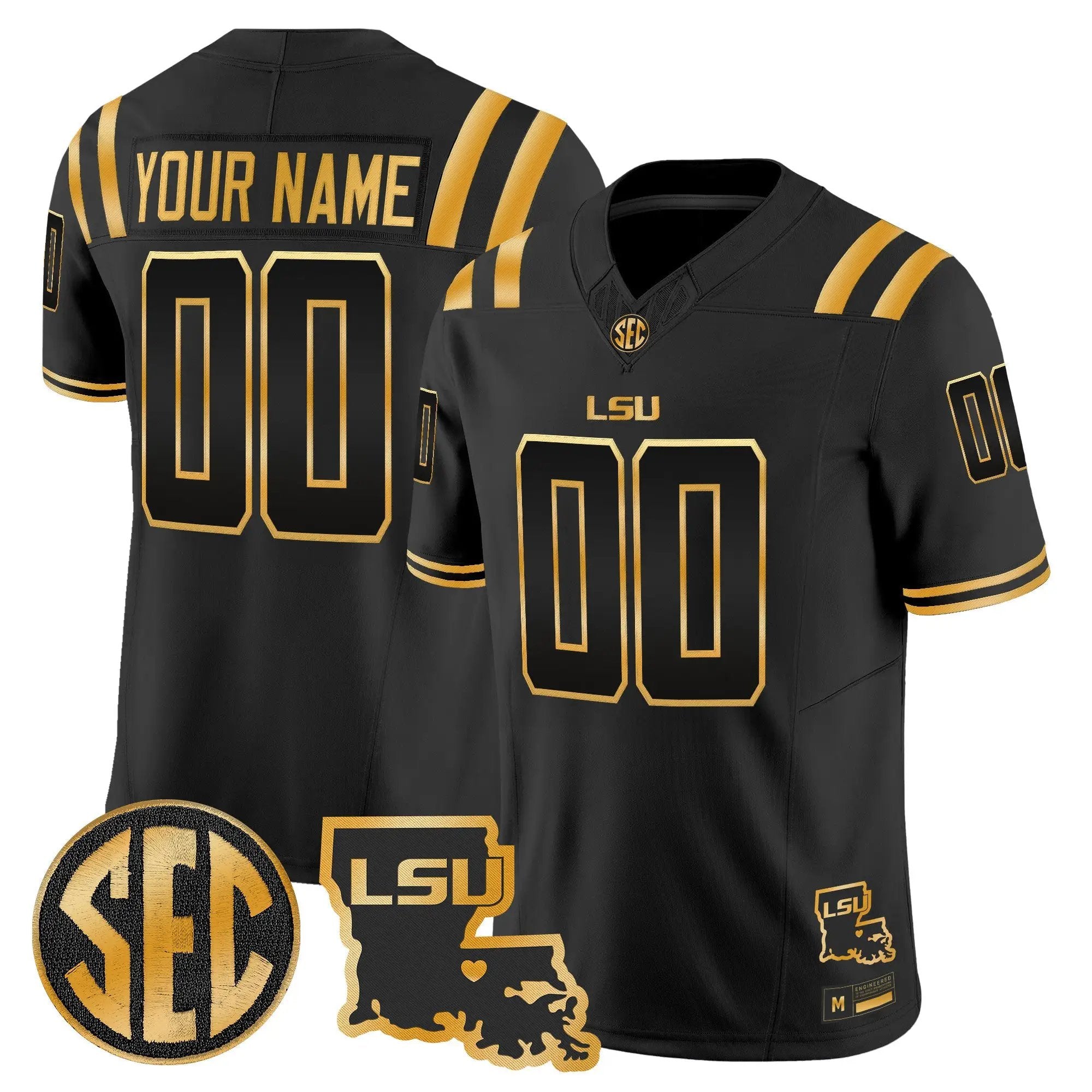 LSU 2026 Louisiana Patch Gold Vapor Limited Custom Jersey - Stitched by Digigearus