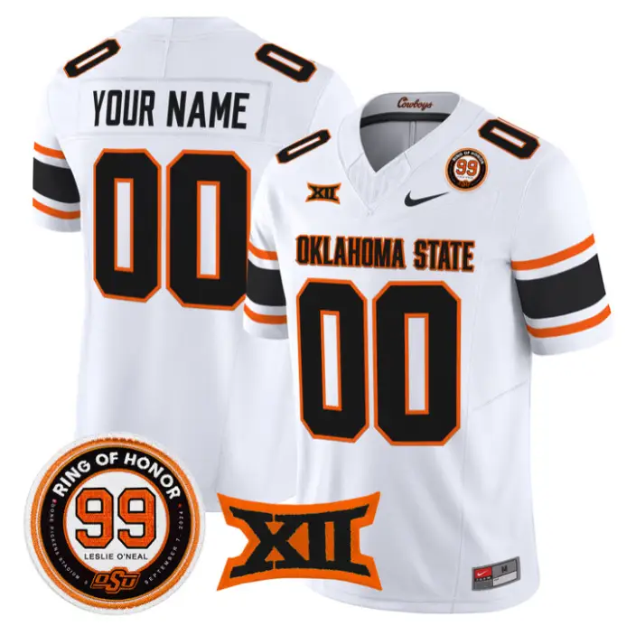 Custom Oklahoma State Cowboys Jersey 2026 Leslie O'neal Patch Stitched by My Store NCAA Football Jerseys