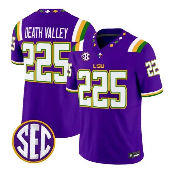 Death Valley #225 LSU Tigers Jersey 2026 Mardi Gras Edition All Stitched by My Store NCAA Football Jerseys