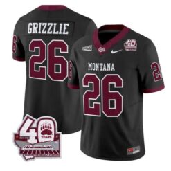 Grizzlie Jersey #26 Montana Grizzlies 2026-40th Anniv Patch Stitched by My Store NCAA Football Jerseys