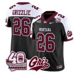 Grizzlie Jersey #26 Montana Grizzlies 2026-40th Anniv Patch Stitched by My Store NCAA Football Jerseys