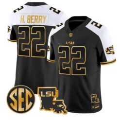Harlem Berry #22 LSU Tigers 2026 Louisiana Patch Gold All Stitched by My Store NCAA Football Jerseys