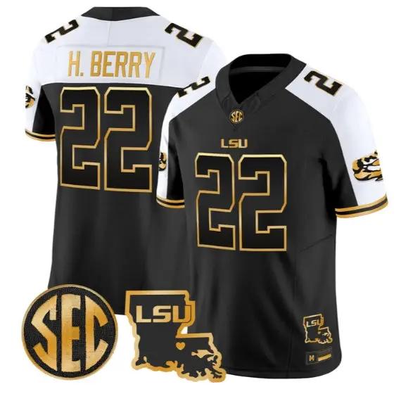 Harlem Berry #22 LSU Tigers 2026 Louisiana Patch Gold All Stitched by My Store NCAA Football Jerseys