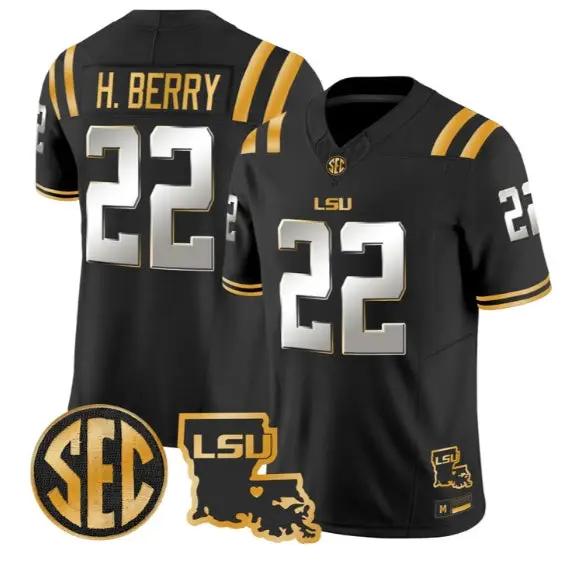 Harlem Berry #22 LSU Tigers 2026 Louisiana Patch Gold All Stitched by My Store NCAA Football Jerseys