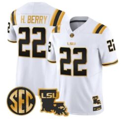 Harlem Berry #22 LSU Tigers 2026 Louisiana Patch Gold All Stitched by My Store NCAA Football Jerseys