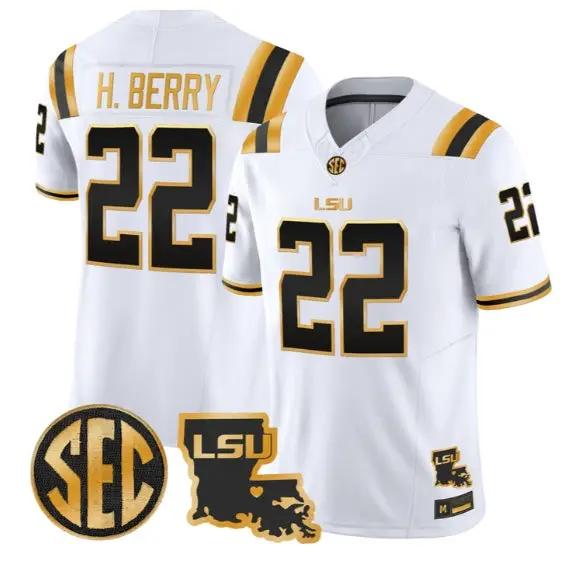 Harlem Berry #22 LSU Tigers 2026 Louisiana Patch Gold All Stitched by My Store NCAA Football Jerseys