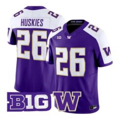 Huskies #26 Washington Huskies Jersey 2026 Vapor Limited Stitched by My Store NCAA Football Jerseys