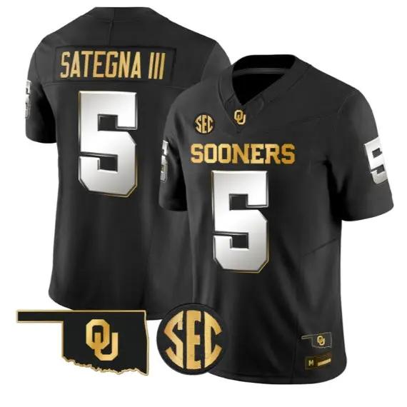 Isaiah Sategna III #5 Oklahoma Sooners Jersey 2026 Limited Stitched by My Store NCAA Football Jerseys