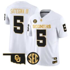 Isaiah Sategna III #5 Oklahoma Sooners Jersey 2026 Limited Stitched by My Store NCAA Football Jerseys