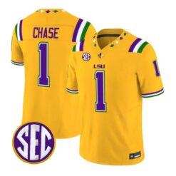 Ja'Marr Chase #1 LSU Tigers Jersey 2026 Mardi Gras Edition All Stitched by My Store NCAA Football Jerseys