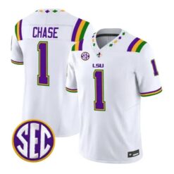 Ja'Marr Chase #1 LSU Tigers Jersey 2026 Mardi Gras Edition All Stitched by My Store NCAA Football Jerseys