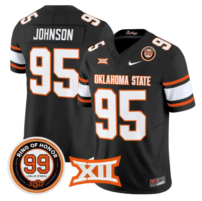 Jaleel Johnson Jersey #95 Oklahoma State 2026 Leslie O'neal Stitched by My Store NCAA Football Jerseys