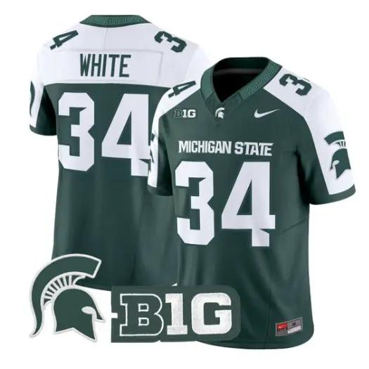 Lorenzo White Jersey #34 Michigan State Spartans 2026 Vapor Stitched by My Store NCAA Football Jerseys