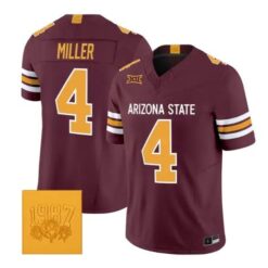 Omarion Miller #4 Arizona State Sun Devils Jersey Roses & Devils Vapor Stitched by My Store NCAA Football Jerseys