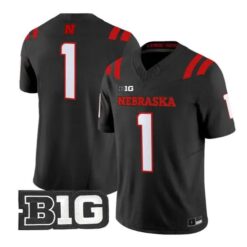 Team Jersey #1 Nebraska Cornhuskers Jersey 2026 Alternate All-black Stitched by My Store NCAA Football Jerseys