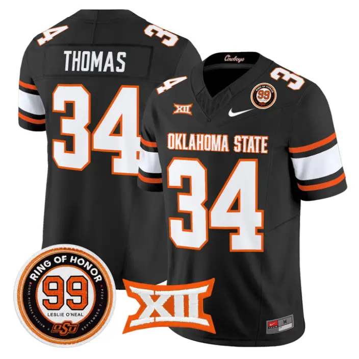 Thurman Thomas Jersey #34 Oklahoma State 2026 Leslie O'neal Stitched by My Store NCAA Football Jerseys