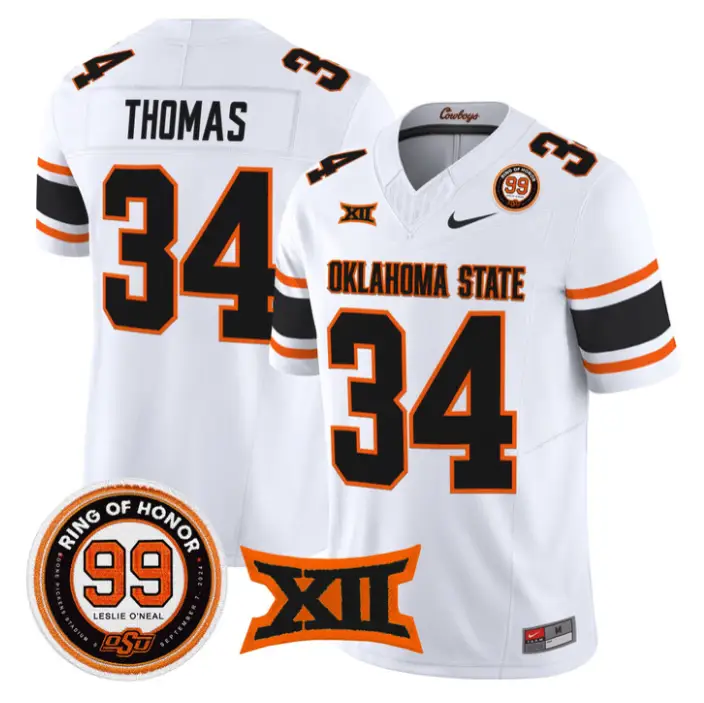 Thurman Thomas Jersey #34 Oklahoma State 2026 Leslie O'neal Stitched by My Store NCAA Football Jerseys