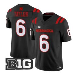 Trae Taylor #6 Nebraska Cornhuskers Jersey 2026 Alter All-black Limited Stitched by My Store NCAA Football Jerseys