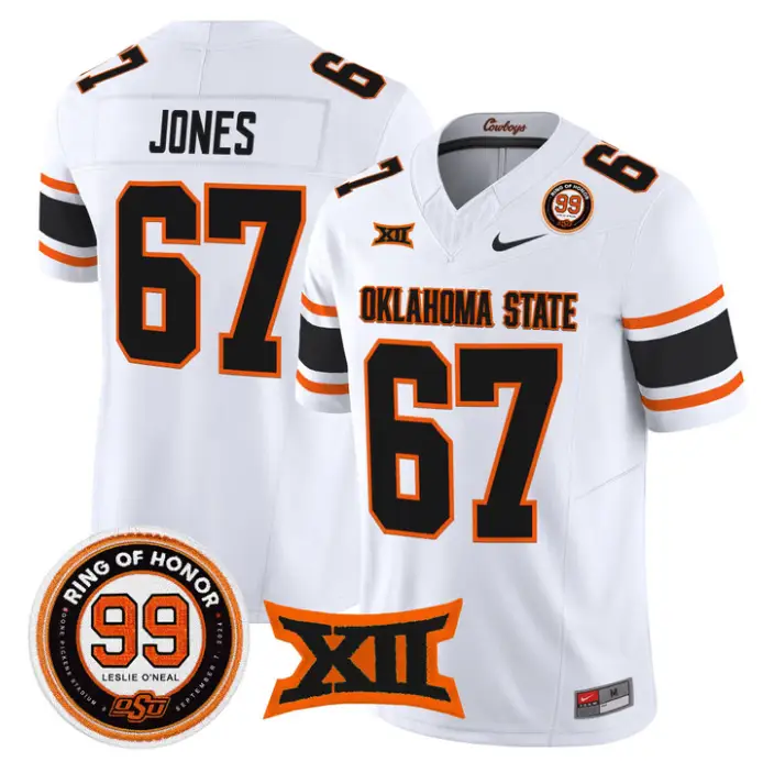 Trevin Jones Jersey #67 Oklahoma State 2026 Leslie O'neal Stitched by My Store NCAA Football Jerseys
