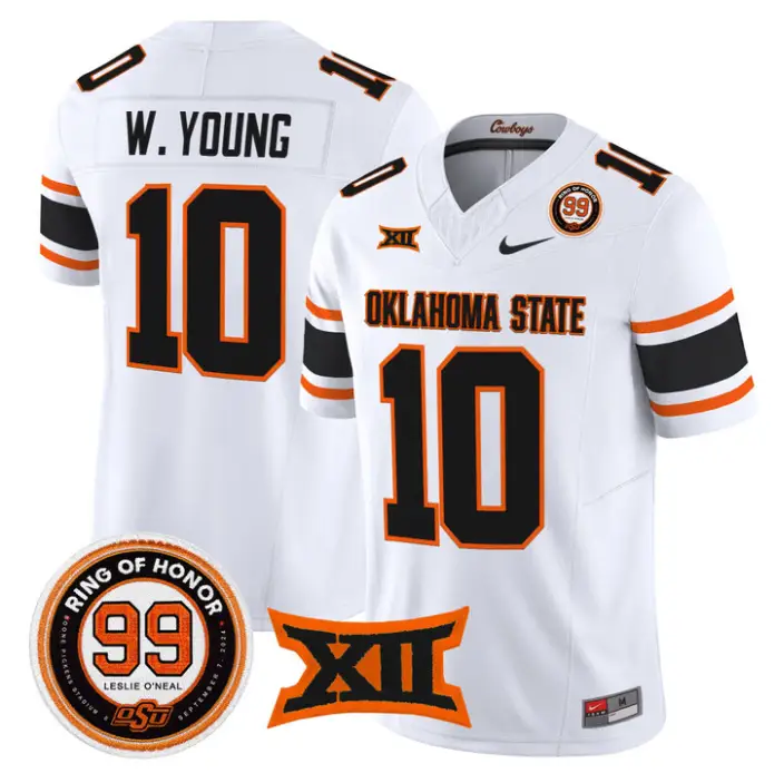 Wyatt Young Jersey #10 Oklahoma State 2026 Leslie O'neal Stitched by My Store NCAA Football Jerseys