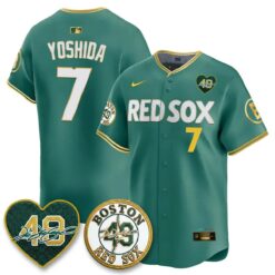 BOS Tim Wakefield Memorial Patch Red Gold Edition - Stitched (2) by Boston Red Sox