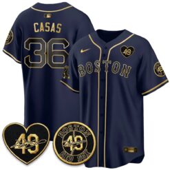 BOS Tim Wakefield Memorial Patch Red Gold Edition - Stitched (2) by Boston Red Sox