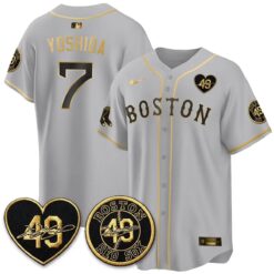 BOS Tim Wakefield Memorial Patch Red Gold Edition - Stitched (2) by Boston Red Sox