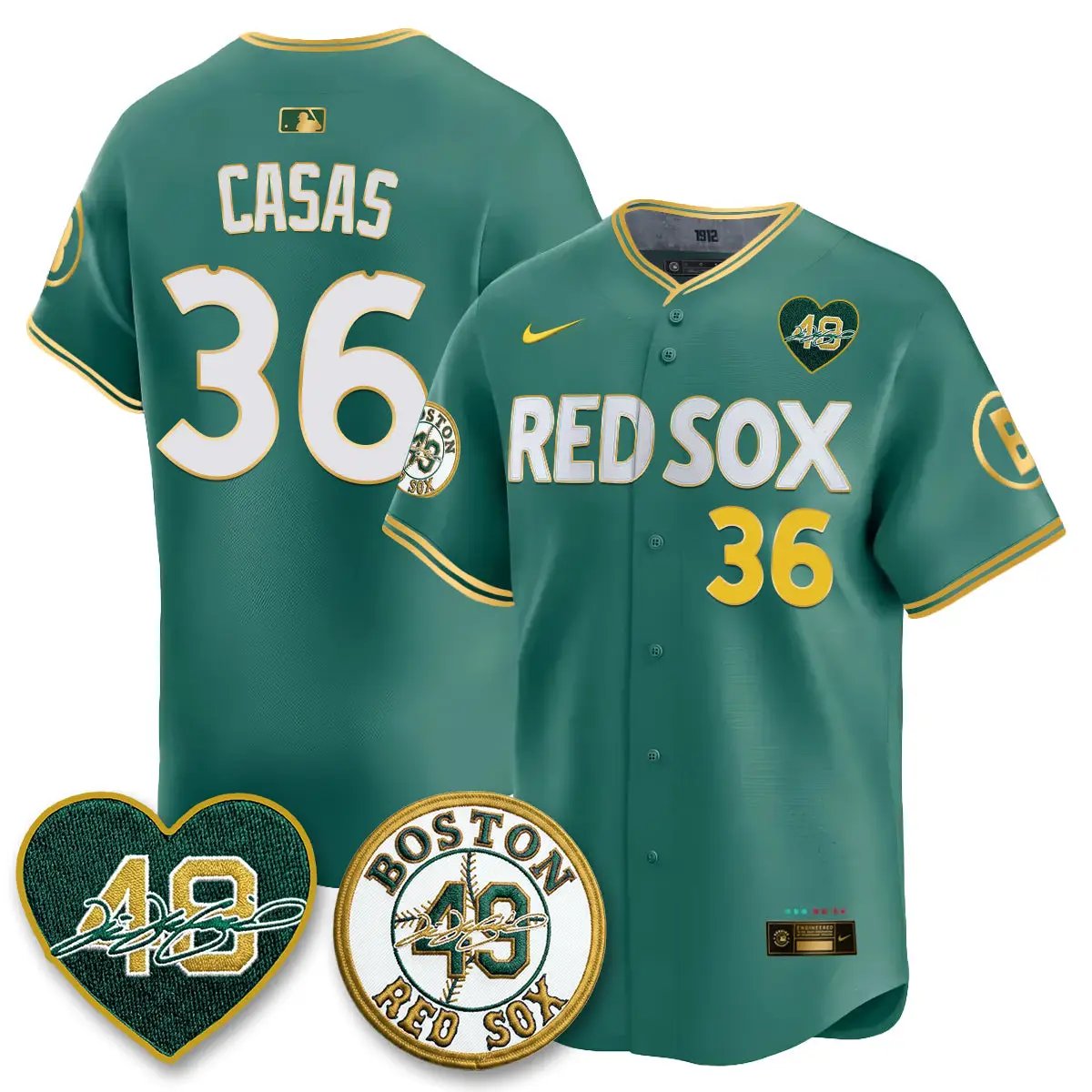 BOS Tim Wakefield Memorial Patch Red Gold Edition - Stitched (2) by Boston Red Sox