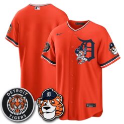DET Paws Edition Vapor Limited Orange Jersey - Stitched by Detroit Tigers
