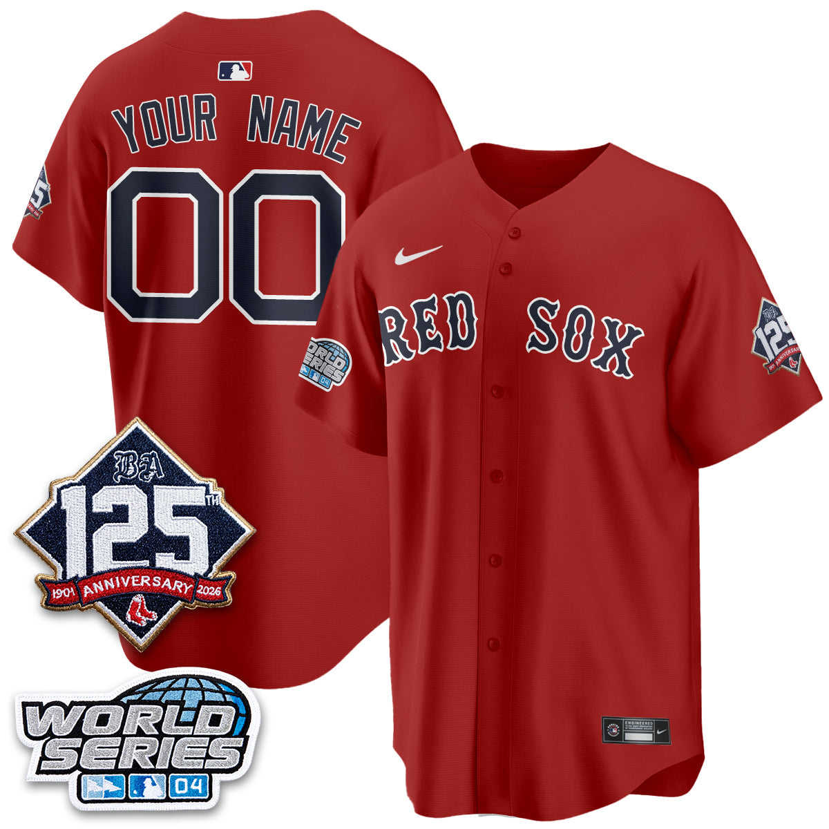 BOS Throwback 2004 Vapor Custom Jersey - Stitched by Boston Red Sox