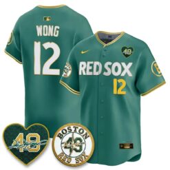 BOS Tim Wakefield Memorial Patch Red Gold Edition - Stitched (2) by Boston Red Sox