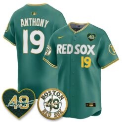 BOS Tim Wakefield Memorial Patch Red Gold Edition - Stitched (2) by Boston Red Sox