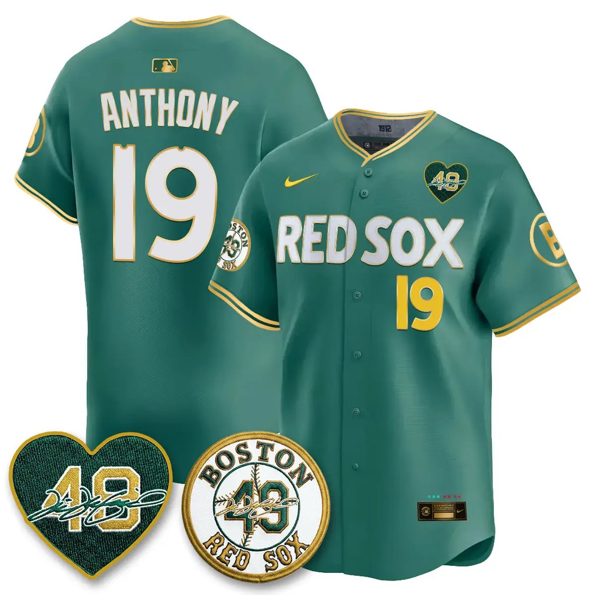 BOS Tim Wakefield Memorial Patch Red Gold Edition - Stitched (2) by Boston Red Sox