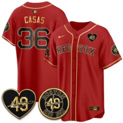 BOS Tim Wakefield Memorial Patch Red Gold Edition - Stitched (2) by Boston Red Sox