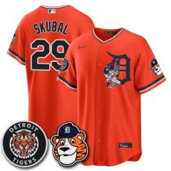 DET Paws Edition Vapor Limited Orange Jersey - Stitched by Detroit Tigers