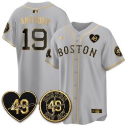 BOS Tim Wakefield Memorial Patch Red Gold Edition - Stitched (2) by Boston Red Sox