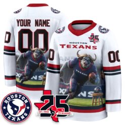 HOU x Bull Chief Edition Custom Hockey Jersey - Printed by Houston Texans