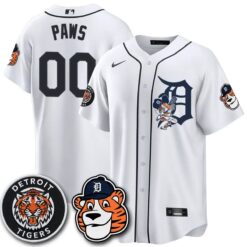 DET Paws Edition Vapor Limited Orange Jersey - Stitched by Detroit Tigers
