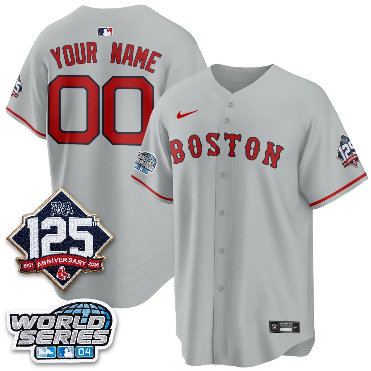BOS Throwback 2004 Vapor Custom Jersey - Stitched by Boston Red Sox