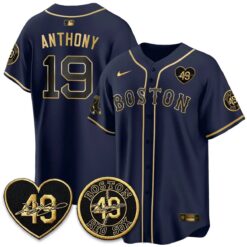 BOS Tim Wakefield Memorial Patch Red Gold Edition - Stitched (2) by Boston Red Sox