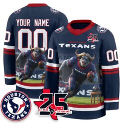 HOU x Bull Chief Edition Custom Hockey Jersey - Printed by Houston Texans