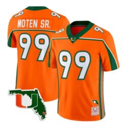 Ahmad Moten Jersey #99 Miami Hurricanes Throwback Florida Patch Stitched by My Store NCAA Football Jerseys