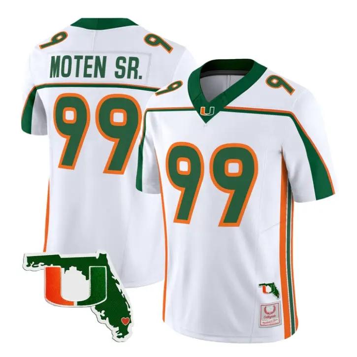 Ahmad Moten Jersey #99 Miami Hurricanes Throwback Florida Patch Stitched by My Store NCAA Football Jerseys